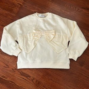 ZARA Girls’ Bow Sweatshirt in Creme - Sz. 11-12